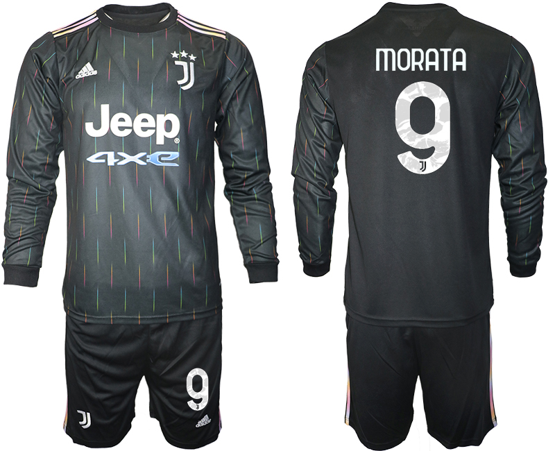 Men 2021-2022 Club Juventus away black Long Sleeve #9 Soccer Jersey->juventus jersey->Soccer Club Jersey